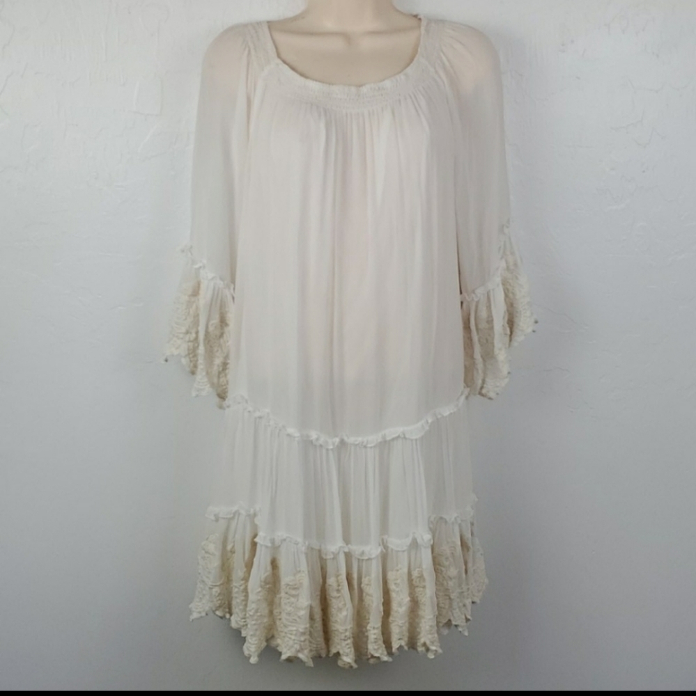 Miss June Paris cream lace dress boho long sleeve…